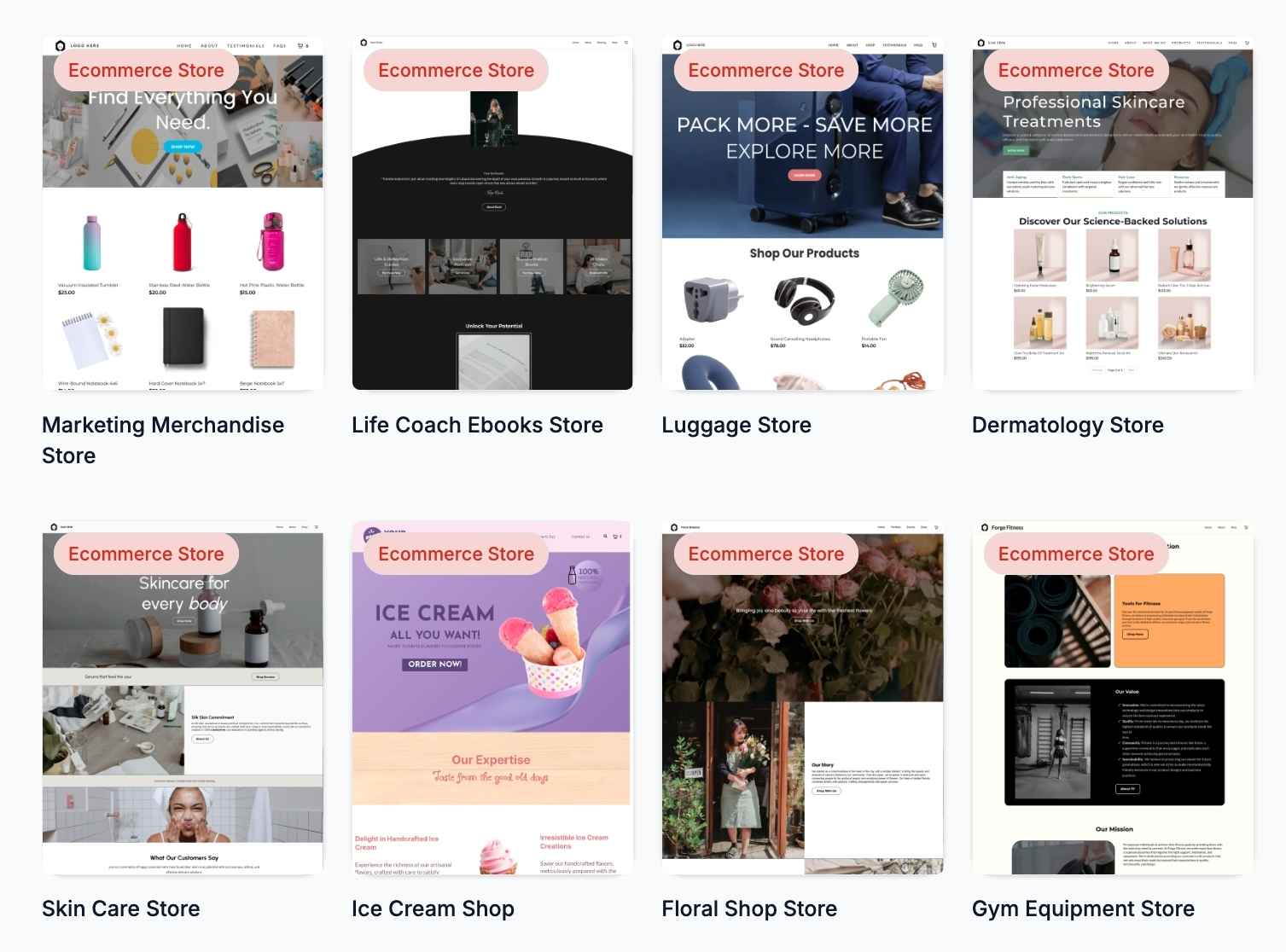 Ecommerce templates in gohighlevel