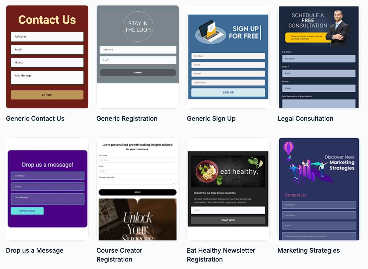 Forms templates in GHL